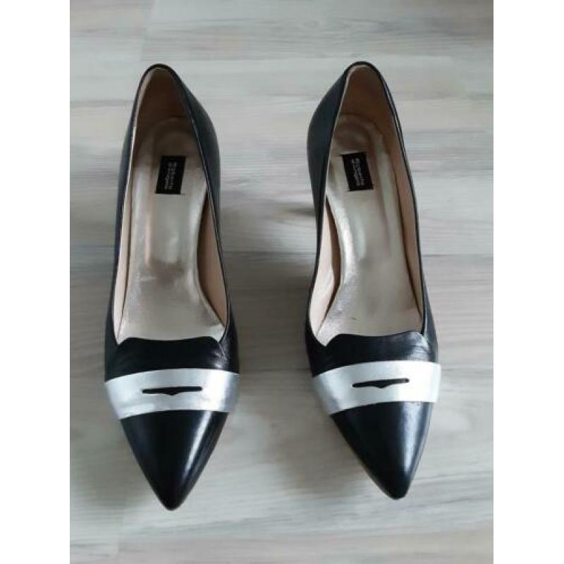 Pumps zwart met zilver mt 39 Roberto d'Angelo zgan