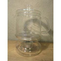 Glazen theepot met warmhoudplaatje DE Jenaer glas