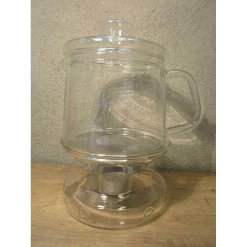 Glazen theepot met warmhoudplaatje DE Jenaer glas