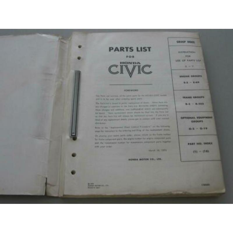 HND 3 Honda Civic Parts List 2