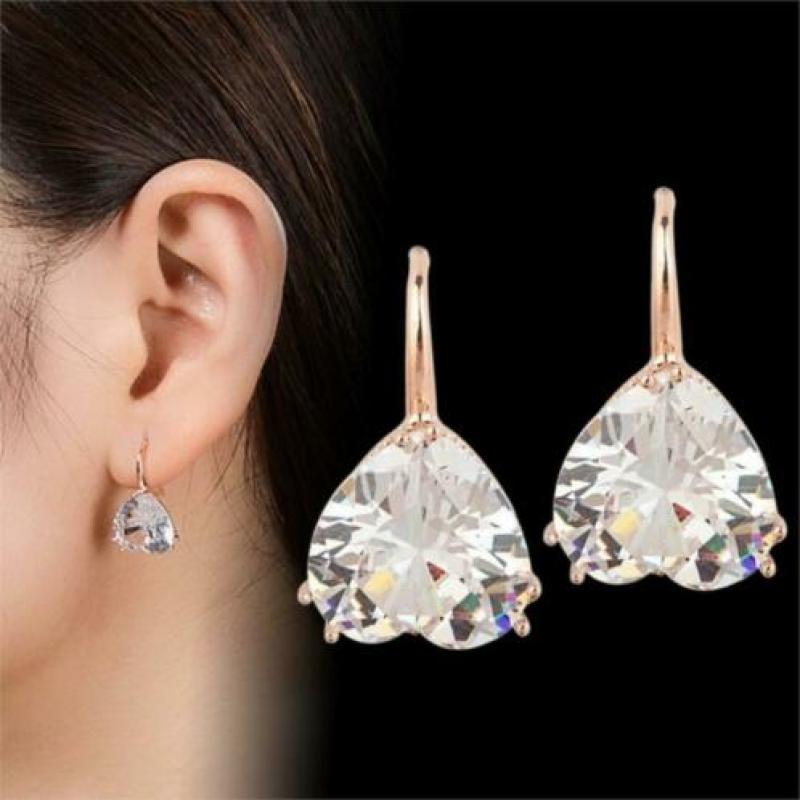 bruid oorbellen zirconia swarovski rose gold haken en doosje