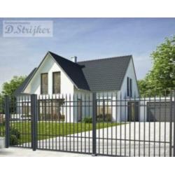 Inlooppoort recht antraciet 100x160cm compleet met palen etc