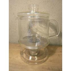 Glazen theepot met warmhoudplaatje DE Jenaer glas