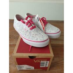nieuwe Vans authentic glitter wit/roze sneakers maat 30,5