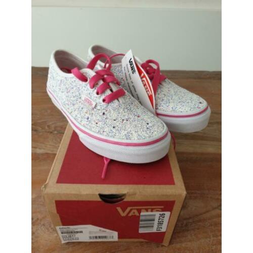 nieuwe Vans authentic glitter wit/roze sneakers maat 30,5