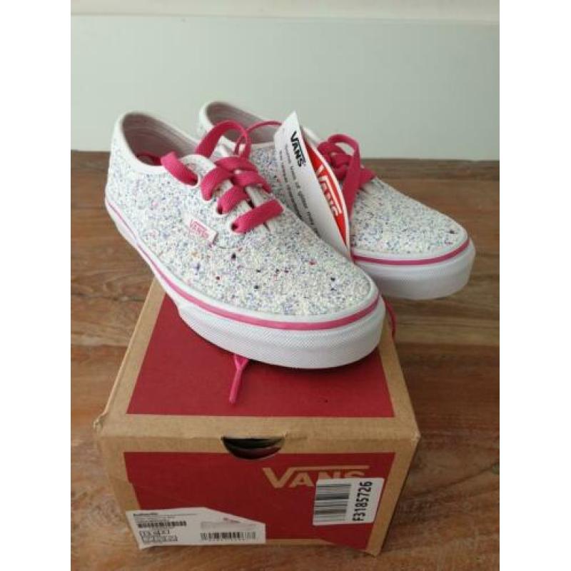 nieuwe Vans authentic glitter wit/roze sneakers maat 30,5