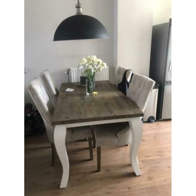 4 eetkamerstoelen, stoelen zandkleur Rivièra maison