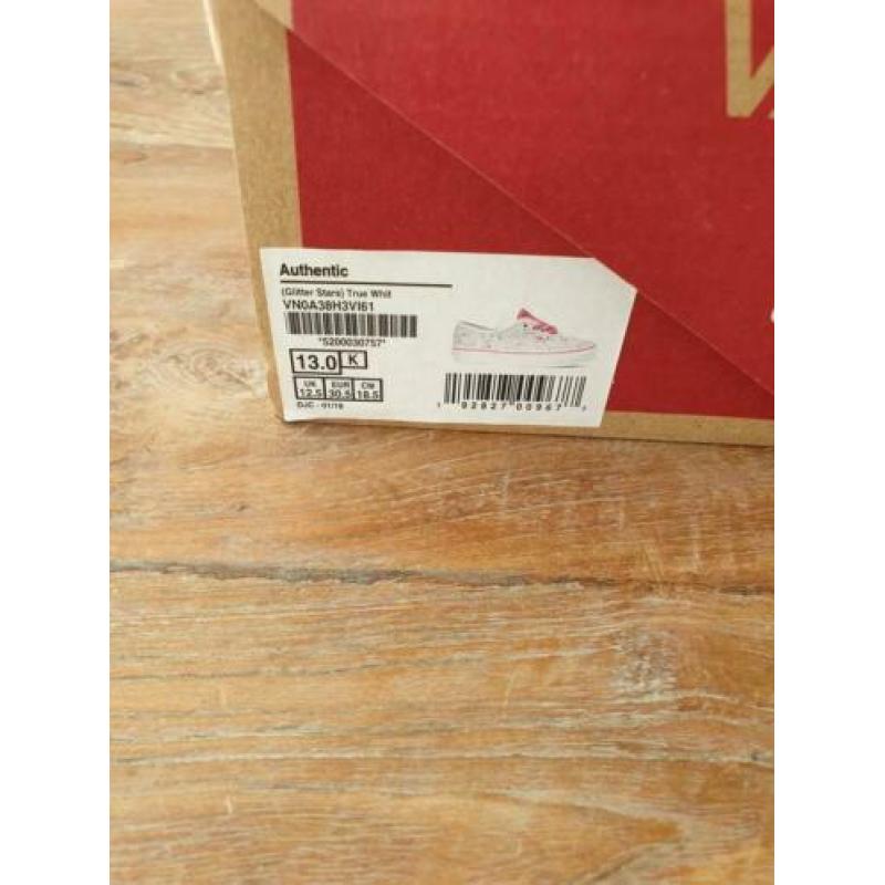 nieuwe Vans authentic glitter wit/roze sneakers maat 30,5