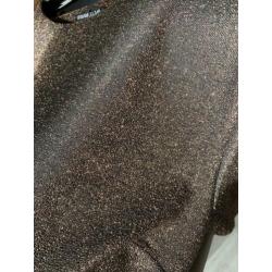 Nieuwe bruine jurk met gouden glitters maat XL