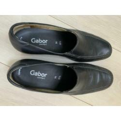 Instappers zwart leer gabor Breedtemaat H, 39,5