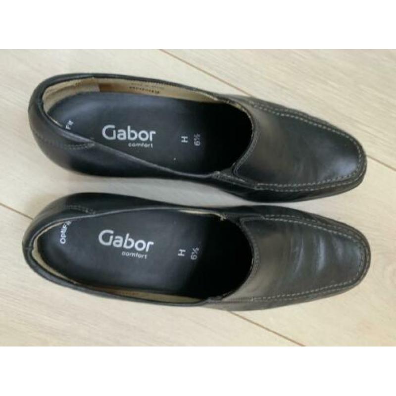 Instappers zwart leer gabor Breedtemaat H, 39,5