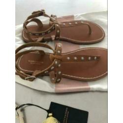 Nieuw bruin leren sandalen slippers Maison Scotch 40