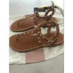 Nieuw bruin leren sandalen slippers Maison Scotch 40