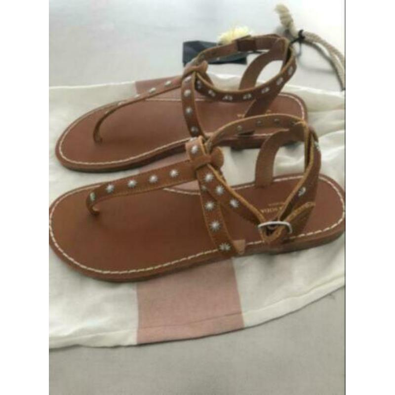 Nieuw bruin leren sandalen slippers Maison Scotch 40