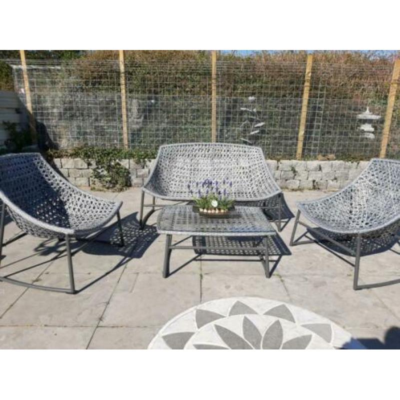 Lounge set wicker kunststof aluminium