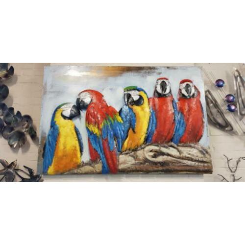 PAPEGAAIEN / ARA`S /canvas / 80 cm hoog / NIEUW