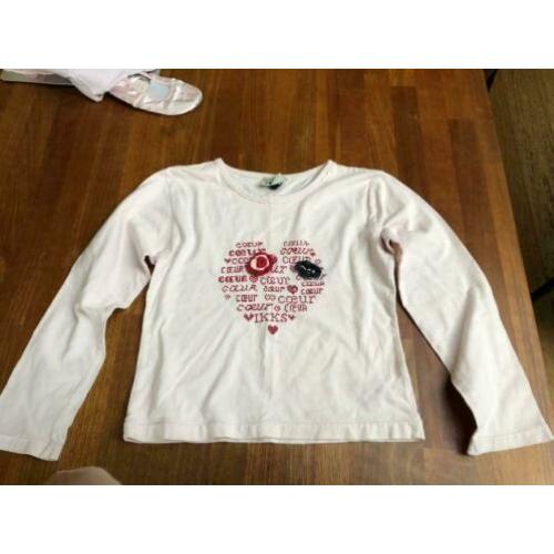 IKKS t-shirt longsleeve meisje roze hart bloemen maat 126 8A
