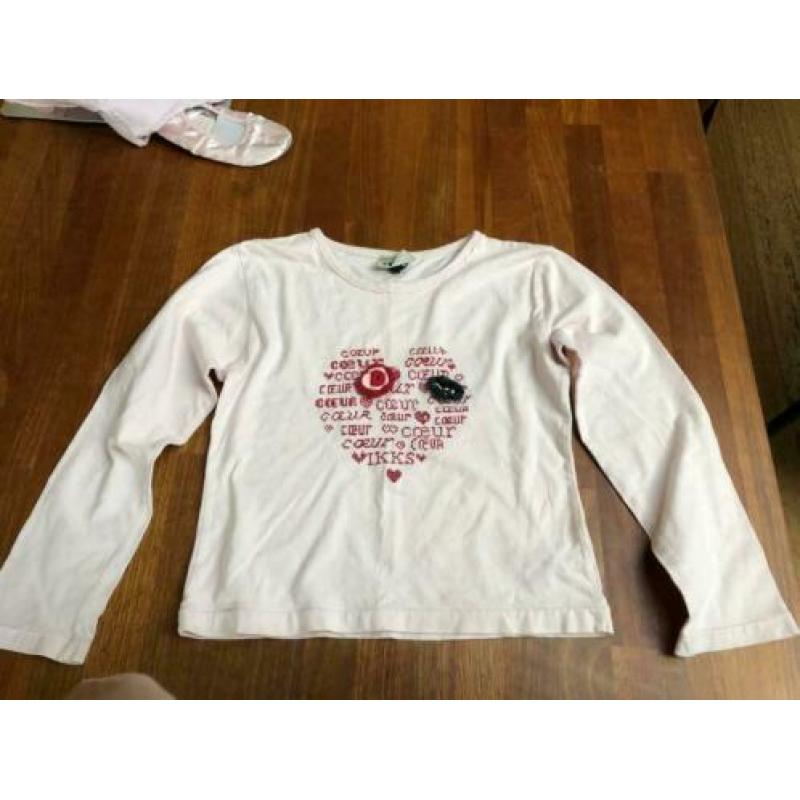 IKKS t-shirt longsleeve meisje roze hart bloemen maat 126 8A
