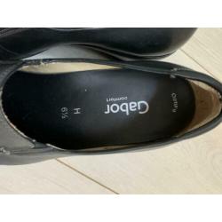 Instappers zwart leer gabor Breedtemaat H, 39,5