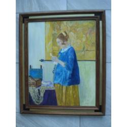 Portret vrouw, vrij naar Johannes Vermeer
