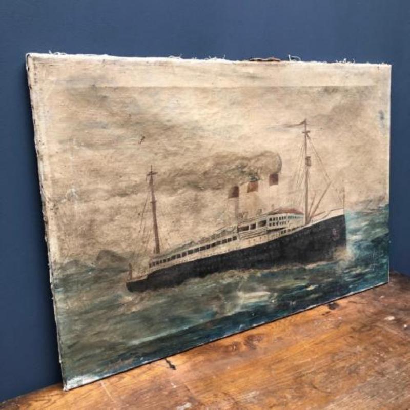 Schilderij Duitse stoomboot ''Cap Polonio'' boot oud schip