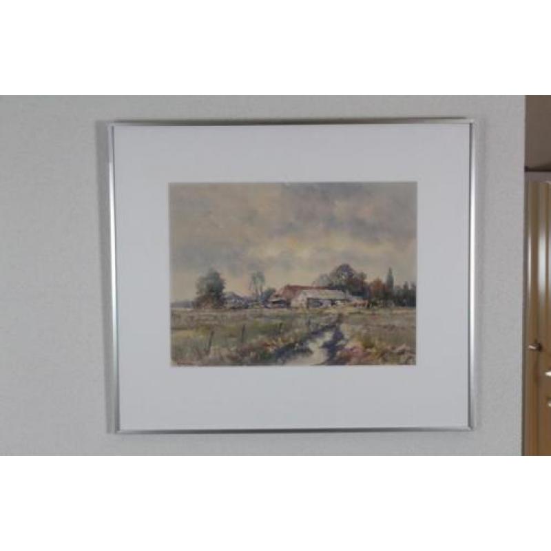 Aquarel boerderij zomer - Frans Manders