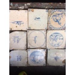Antieke blauwe tegeltjes 25 stuks