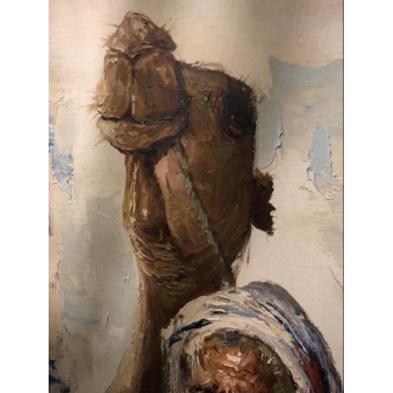 Geweldig schilderij Cyrus Afsary 1940 Arabier met kammeel