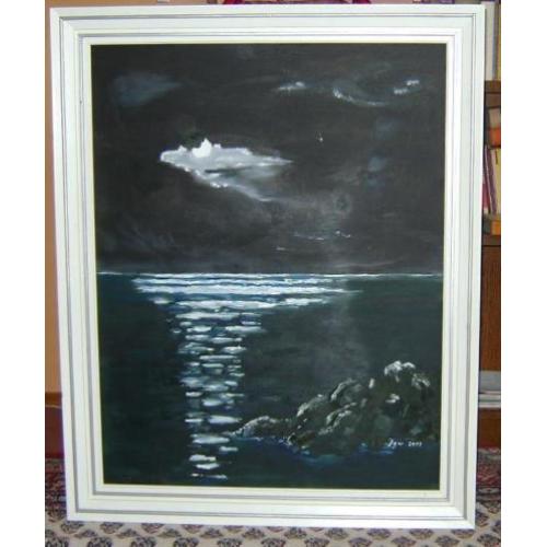 Schilderij Maan boven Zee