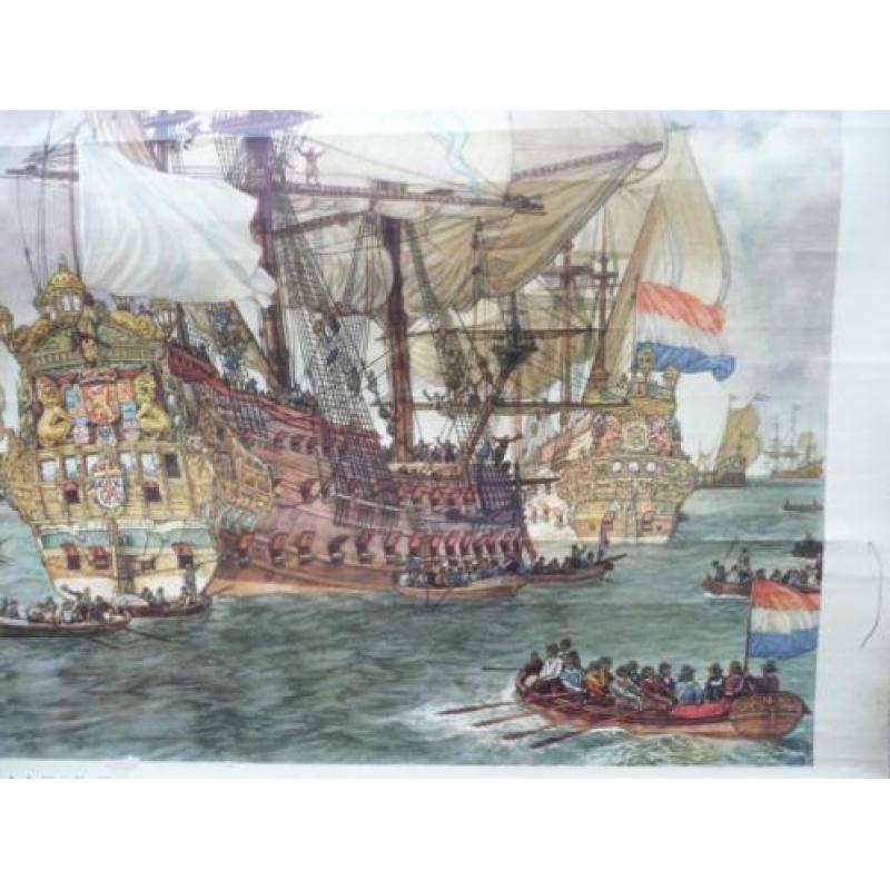 Schoolplaat : Krijgsraad zeeslag 1660