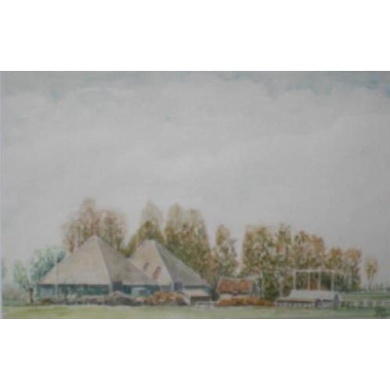 AQUAREL * DE RIETHOEK * Vanaf de Oostdijk Gezien *