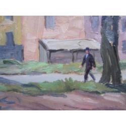 ==40er jaren werk=====fietser op straat ===GESIGNEERD==