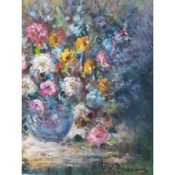 Peter Brouwer 1935 - 2010 - Groot bloemstilleven 60 x 70 cm