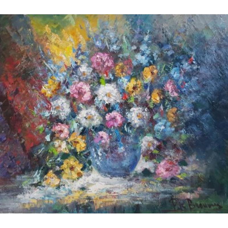 Peter Brouwer 1935 - 2010 - Groot bloemstilleven 60 x 70 cm