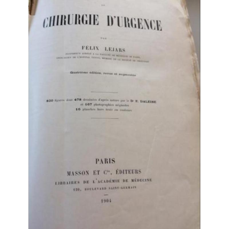 Antiek Frans boek over chirurgie 1904 Lejars chirurgie