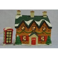 Dickensville Kerstdorp Huis met 3 Schoorstenen