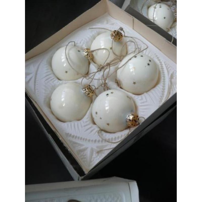 Kerstballen wit met sterren