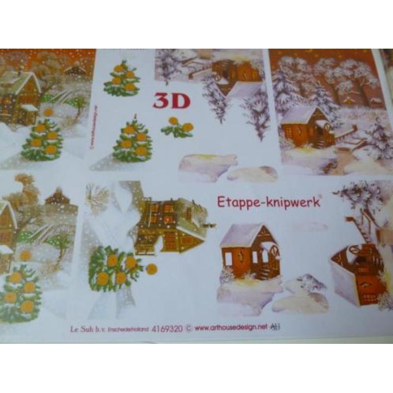 8 Verschillende nieuwe knipvellen, thema : Kerst.