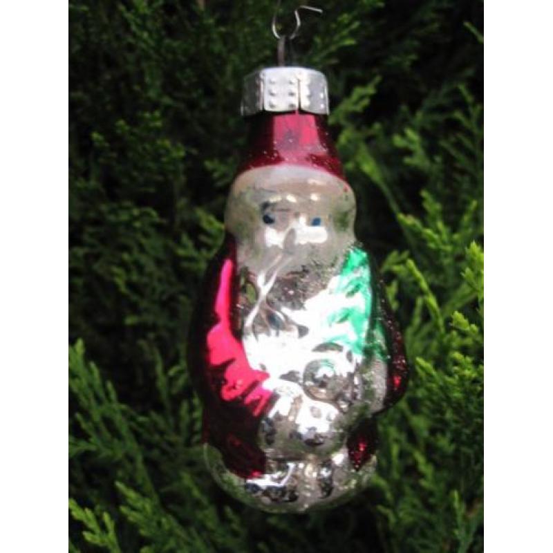 Oude Vintage Kersversiering Kerstbal Kerstman met Boom