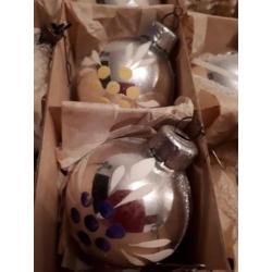 12 oude kerstballen van glas zilver