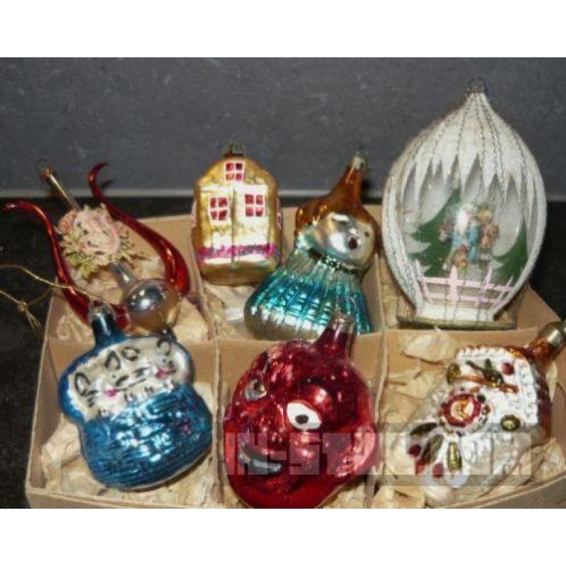 Oude Kerstballen figuurtjes vogeltjes pieken & VEEL MEER!!