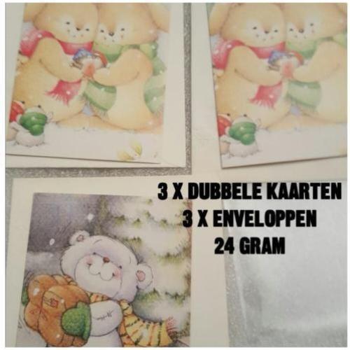 Kerst wenskaarten x 3 stuks , dubbele met envelop.