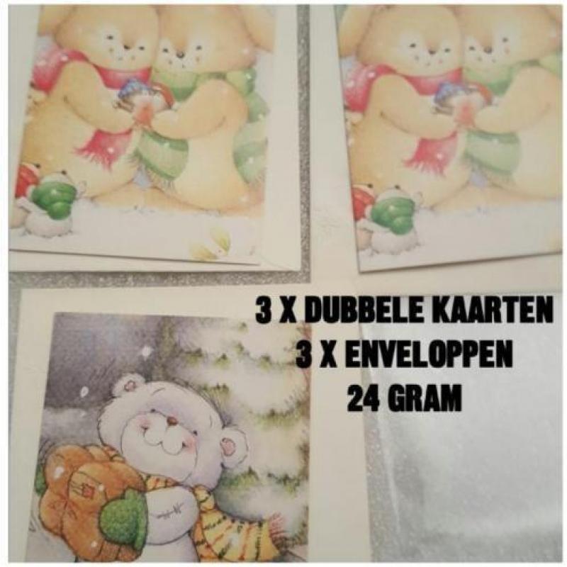 Kerst wenskaarten x 3 stuks , dubbele met envelop.