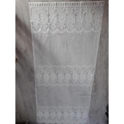 2x Franse Brocante Vitrage B.94 cm & H.200 cm Roede of Stok
