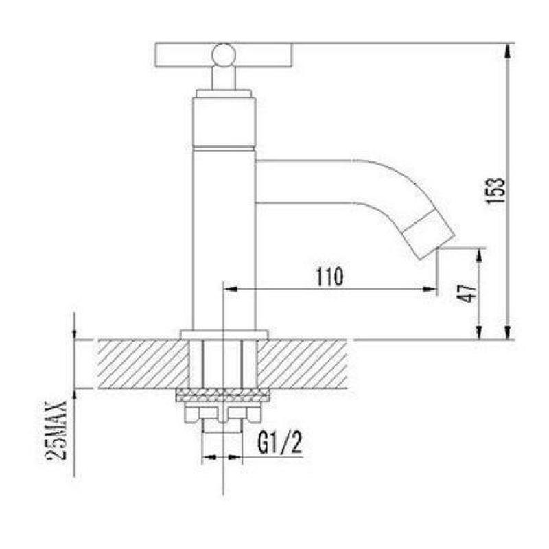 Cross Toiletkraan 1/2" Chroom