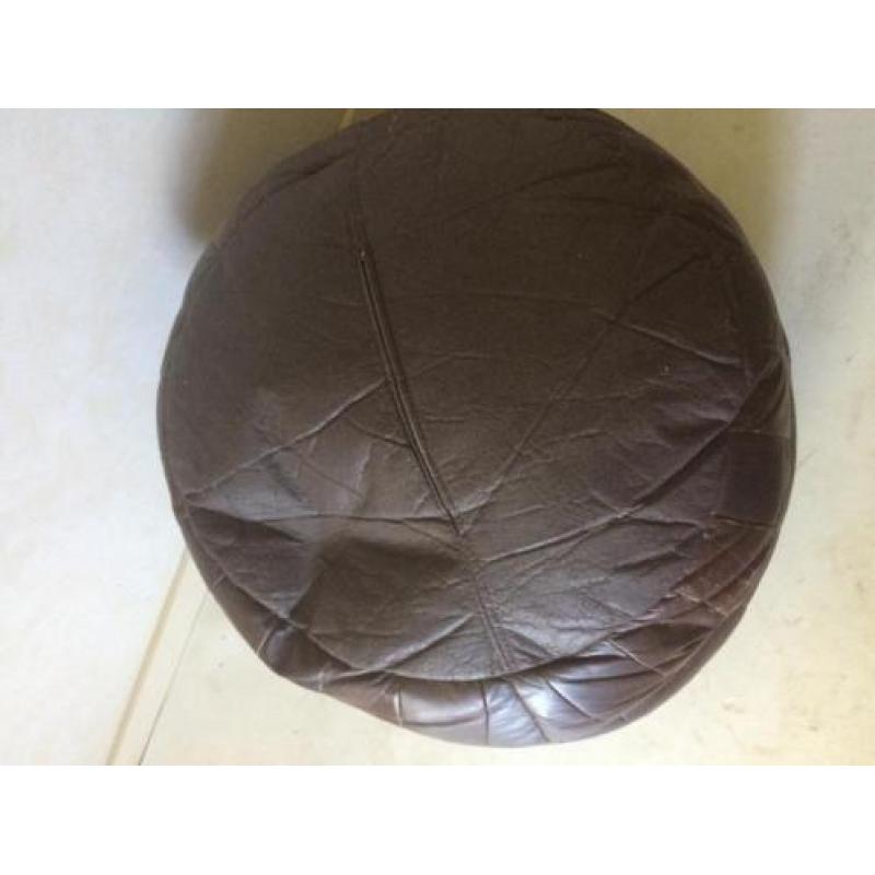 Vintage zitzak patchwork beanbag lederen poef