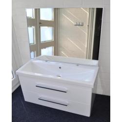 Badmeubelset 100 x 46 cm. in het hoogglans wit NIEUW