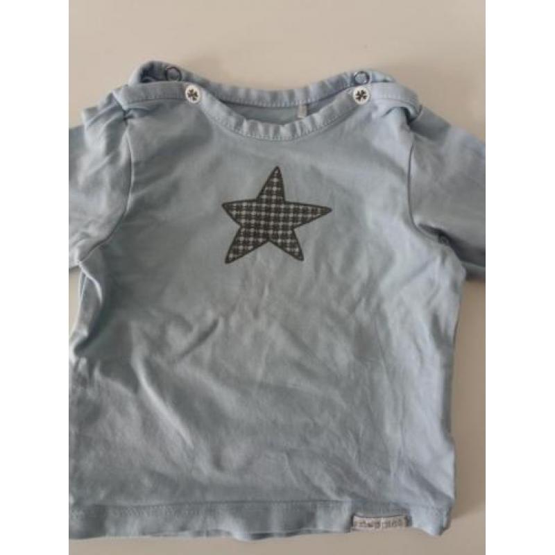 Shirtjes grijs en blauw lange mouw mt 50 Noppies