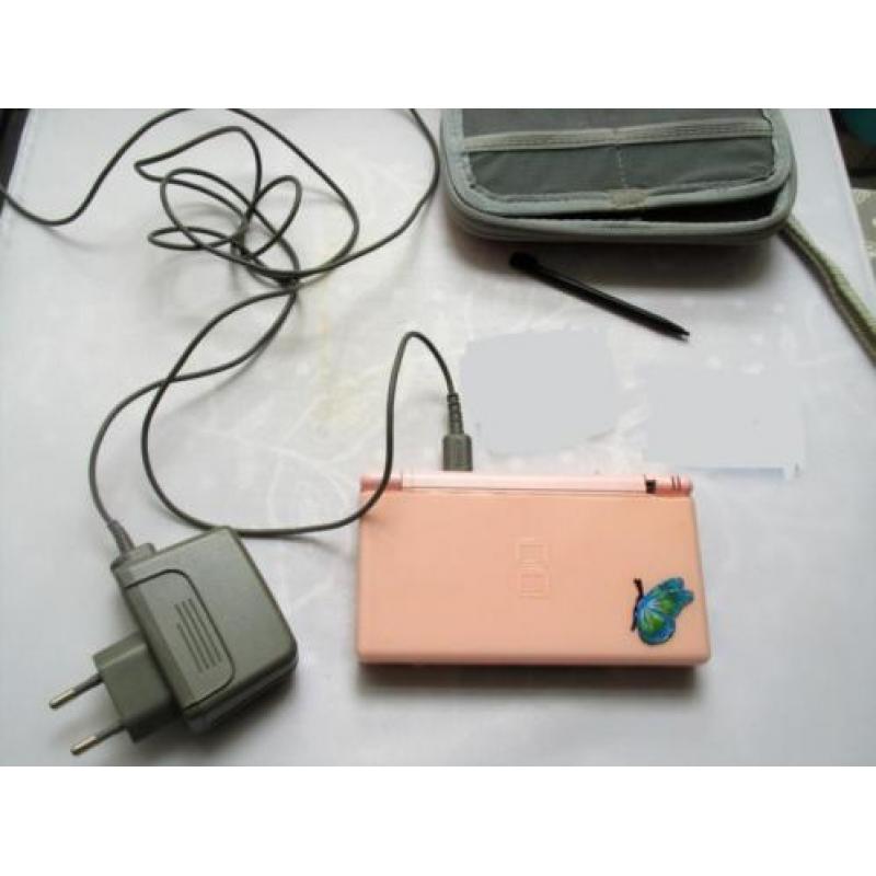 Nintendo DS Lite Roze in Tasje + Nintendo Stekker~2006~Werkt