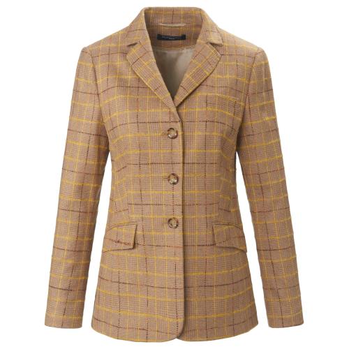 Blazer geruite stof reverskraag Van Fadenmeister Berlin beige